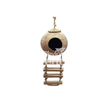 Coconut Cabin with Ladder for Terrariums and Habitat Decoration